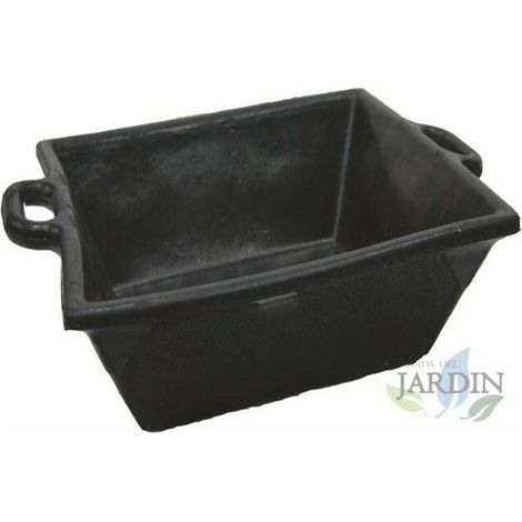 Bac à Mortier Béton en Caoutchouc Naturel Noir - Auge de Maçon Sans Poignée 16 litres 48x32 cm, Outillage Maçonnerie/Chantier