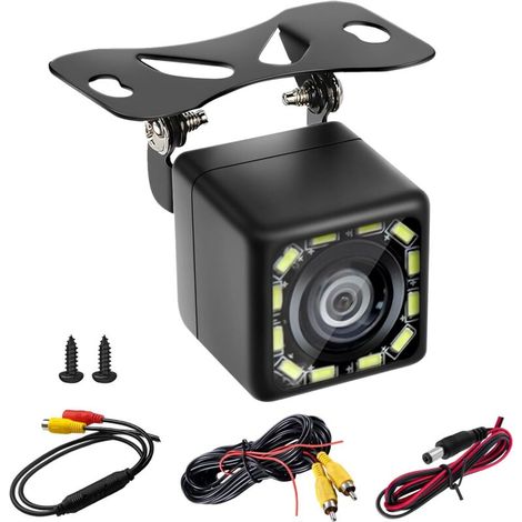 720p 12V Rückfahrkamera, IP68 wasserdicht, 170° Weitwinkel, Nachtsicht, 12 LEDs, für PKW, SUV, LKW, Wohnmobil, Pickup, Anhänger