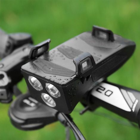 Lampe de vélo avant LED 250 lumens rechargeable USB Toivize – Modes ville et route – Étanche, avec klaxon intégré – Visible de jour comme de nuit (1/5)