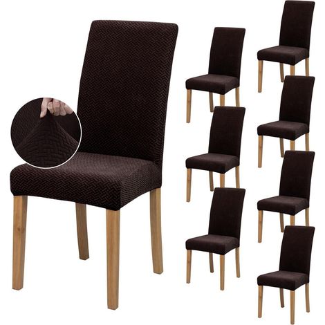 Dehnbare Stuhlbezüge 8er Set, Kaffee Twill, pflegeleicht, für Esszimmer & Küche (1/5)
