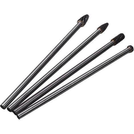 Set di 4 taglierine rotative a manico lungo con punta in carburo di tungsteno a doppio taglio, gambo da 1/4 di pollice, 6 pollici