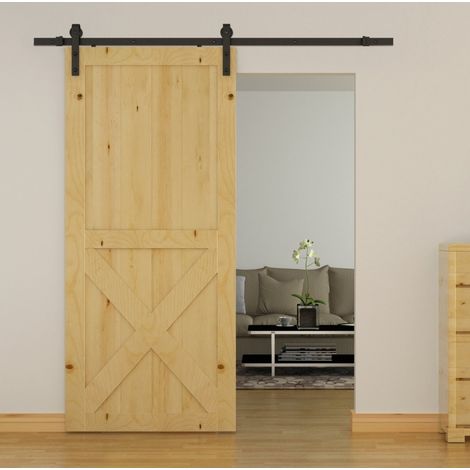 Kit de rail pour porte coulissante 2 m, charge max. 100 kg, acier carbone noir HAVRYA (1/5)