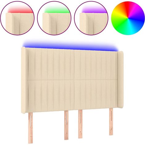 Maison Exclusive - Testiera a LED Crema 147x16x118/128 cm in Tessuto (1/5)