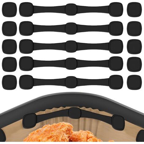 BUNTHAUS Lot de 5 attaches magnétiques en silicone pour friteuse à air, accessoires multifonctionnels pour papier sulfurisé, réutilisables et évitant les brûlures de papier, faciles à nettoyer (noir) (1/5)
