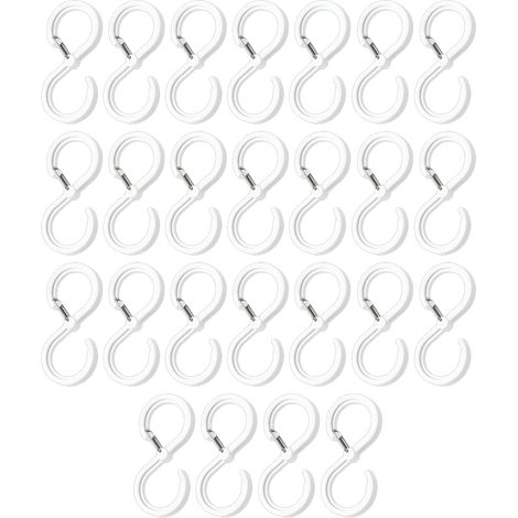 Crochets en S pour ustensiles de cuisine et tringle de placard, boucle de sécurité robuste et antirouille – Blanc (1/5)