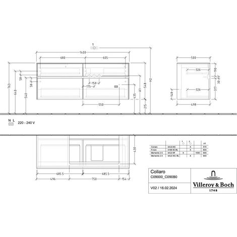 Villeroy & Boch C09000VR WTUS Collaro C09000 1400x548x500mm 4