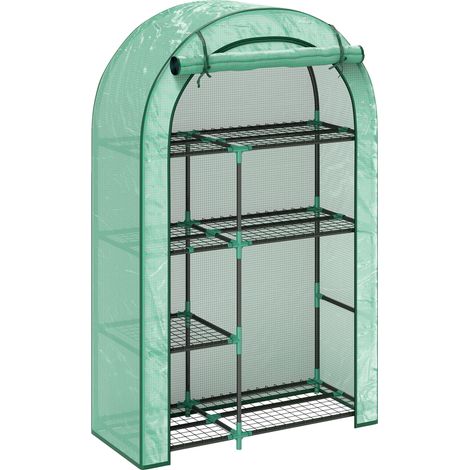 Cette serre en forme de dôme, équipée de portes et d'étagères, est une serre à structure métallique, résistante au froid et isolée thermiquement,. (1/5)