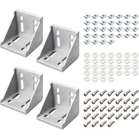 - 20 Équerres de Fixation Aluminium 28x28x20mm - Compatibles Profilés à Rainure 6mm - Connecteurs Angle Droit avec Boulons M5x10mm - Série 2020 (1/5)