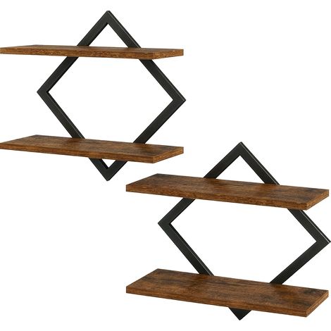 Levede Rustic Floating Shelves Set of 2 Diamond Industrial Display Storage Shelf