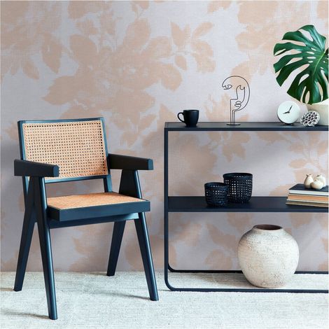 Photo wallpaper Profhome 398771 hot embossed non-woven wallpaper smooth with floral pattern matt grey beige light blue 1.59 m x 2.8 m (1/4)