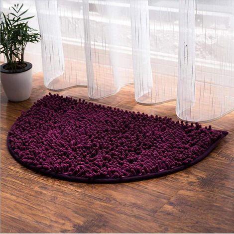 Tapis de bain antidérapant demi-rond 40x60 cm violet - Doux et absorbant pour salle de bain, cuisine, paillasson
