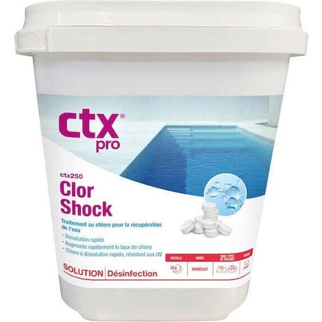 Chlore choc 250g – Pastilles effervescentes pour traitement choc piscine – Dissolution rapide – Élimine bactéries et algues – CTX