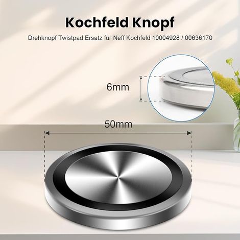 Bouton rotatif pour cuisinière de 50 mm de diamètre - 10004928/00636170 - de rechange pour plaque de cuisson - Bouton rotatif de 6 mm de rechange (1/4)