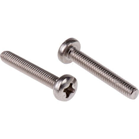 Vis à métaux RS PRO M4 à tête Cylindrique Pozidriv en Acier Inoxydable, 25mm ( Prix pour Boîte de 100 )