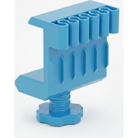 Soporte para cables de escritorio, organizador de cables azul con pinza