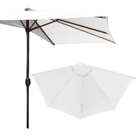 [Toldo de repuesto para sombrilla] Media sombrilla de tela de poliéster para uso exterior, color crema, protección solar para muros de jardín. (1/5)