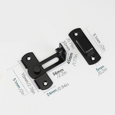 Loquet de porte à angle droit - - Acier inoxydable - Noir - 90 degrés - 4 pouces - Résistant à l'humidité (1/3)