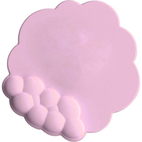 Tapis de souris nuageux avec repose-poignet en mousse à mémoire de forme antidérapante et ergonomique pour ordinateur portable et PC de jeu rose