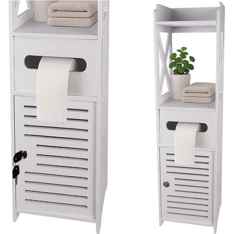 Mobiletto da bagno, a parete, bianco, 2 ripiani