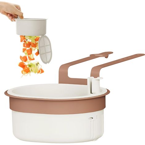 Passoire Evier, 2 en 1 Passoire Évier Cuisine, Tamis d'Évier Suspendu Réglable, Panier Filtre à Déchets de Cuisine（Blanc）