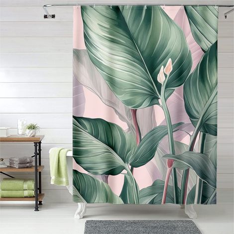 Rideau de douche imprimé jungle mystique, œillets plastique, lavable machine (1/5)