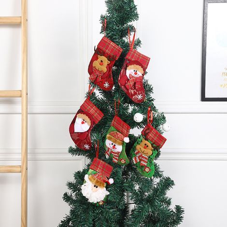 mini calze di Natale, calze natalizie a forma di camino 14,3x11,5 cm, calze di Natale da appendere, calze di Natale, decorazioni per calze di Natale (1/4)