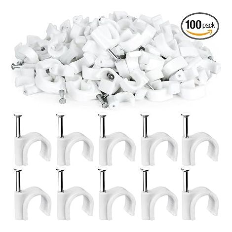 Cavalier Cable Electrique : Blanc Format Rectangulaire 8Mm. Pour Fixation Câbles Électriques Muraux. Attaches Et Clips Organisation Fils. (1/5)