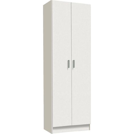 Armadio multiuso, Mobile ausiliario a 2 ante, Guardaroba portascarpe moderno, Scarpiera verticale, cm 59x37h180, Bianco (1/6)