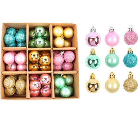 Stil 4 Weihnachtskugel Kreativ bemalte und hängende Weihnachtsbaumdekoration, galvanisierte Kugel, Geschenkbox (54 Stück) (1/2)