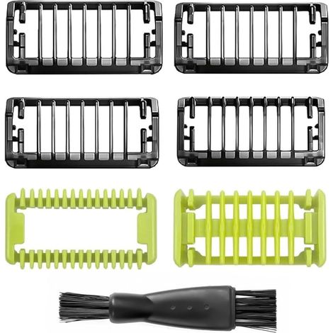 Kit de protection pour lame O, sabot de guidage pour tondeuse à barbe (1/2/3/5 mm) avec peigne visage, peigne partiel, brosse (noire), compatible avec la tête de rechange Philips pour petite lame en T