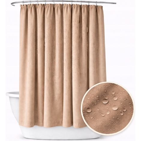 Badezimmervorhang 150x180 wasserdichter Duschvorhang mit Knebelverschluss, beige