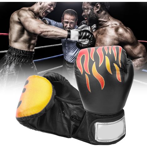 1 Paire de Gants de Boxe Adultes Professionnels - Entraînement au Sac et Sparring - Noir