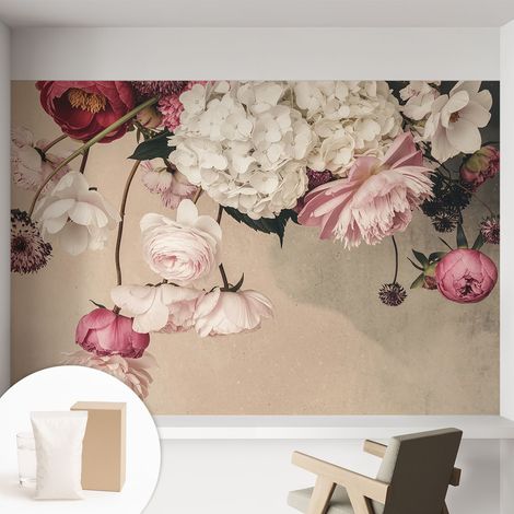 Papier peint avec colle pour décoration moderne de salon chambre à coucher cuisine et bureau Facile Fleurs romantiques 152x104 cm (1/5)