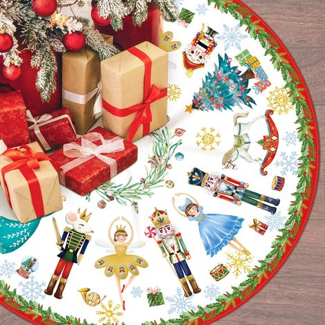 Jupe de sapin rustique de 122 cm (48 pouces) - Motif Casse-Noisette - Décoration de sapin / Ornement de Noël / Tapis de sapin - Convient pour la maison, le bureau et les fêtes d'hiver (1/5)