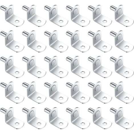 30 Pièces Chevilles de Support d'Étagère Métal, 5mm L Forme Support Équerre pour Meuble Armoire Placard Bibliothèque (1/5)