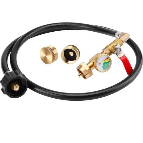 Tuyau adaptateur de remplissage de propane avec manomètre - rallonge de remplissage de bouteille de propane de 1,2 m (4 pi) (1/5)
