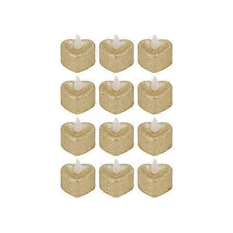 12 Stück LED-Teelichter in Herzform mit Goldpuder, ideal als Dekoration für Weihnachtsfeiern und Hochzeiten