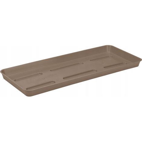 Soporte rectangular de plástico de 36x14 cm para maceta o jardinera de balcón Draco de 40 cm, color beige.