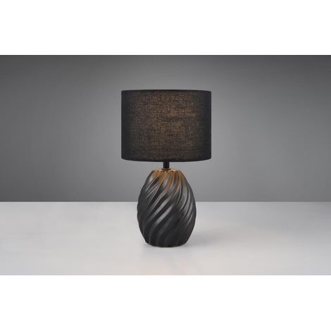 Lampe à poser MELVA céramique noire, abat-jour, E14 40W (1/3)