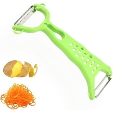 Veggie Glide - Peeler Double Function in Stainless steel, 2 in 1 for Peel and Raper, Peeler to Fruits and Vegetables with Handle Ergonomic(green) (1/5)