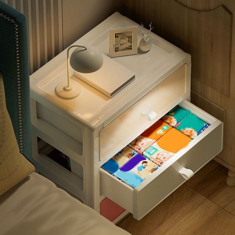 Armoire de rangement pour la maison, couleur macaron, en polypropylène, grande capacité, à plusieurs niveaux et tiroirs, idéale pour la chambre ou le bureau (3 niveaux). (1/5)