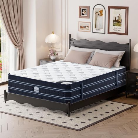 Matelas 90X200 cm, épaisseur 25 cm, combinaison de ressorts ensachés indépendants et de mousse à mémoire de forme, hypoallergénique, doux pour la peau, favorise un sommeil profond