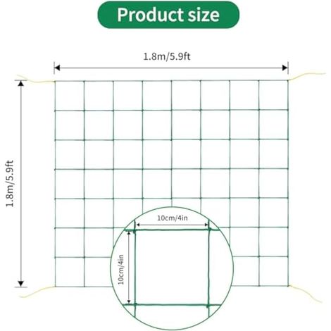 Green Garden Netting Trellis for Climbing Plants 6x6ft Durable Nylon Support for Vegetables Flowers Fruits (1/4)