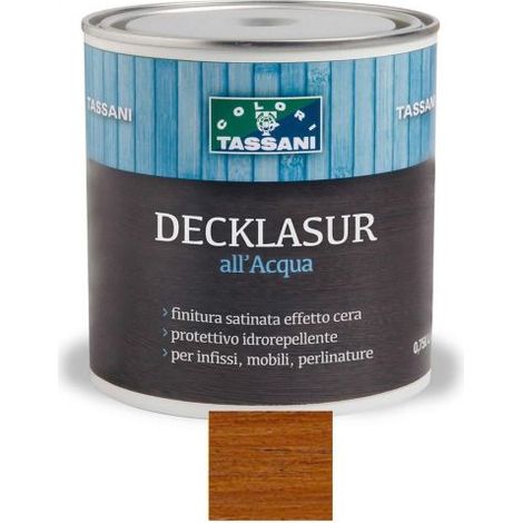 VERNICE PROTETTIVA DECKLASUR CERATA ALL'ACQUA PER LEGNO LT.0,75 TASSANI Teak-Castagno