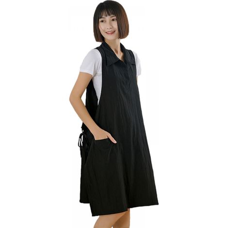 Tablier - Polyester 100 % - Sans Manches - Fermeture Par Boutons - Ceinture Ajustable - Noir - Unité (1/5)