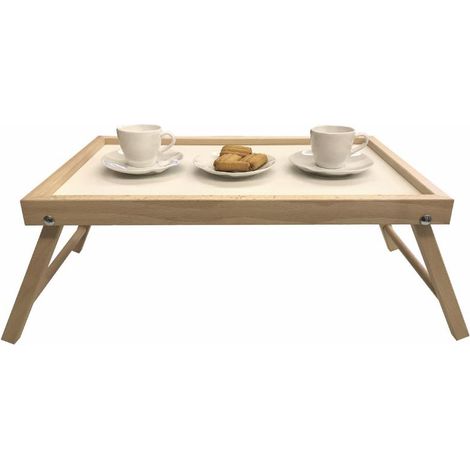 Vassoio da Letto Colazione Pieghevole in Legno di Faggio Naturale 50 x 33 x 21,5 cm (1/2)