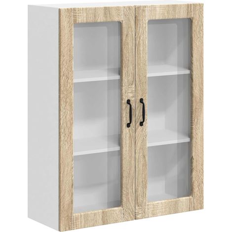 Maison Exclusive - Mobile in vetro da parete LUCCA Rovere Sonoma 80 x 31 x 100 cm (1/5)