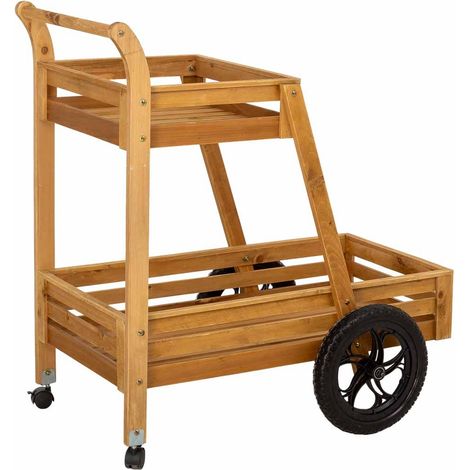 Carro expositor de madera marrón 82x19x44,5h cm