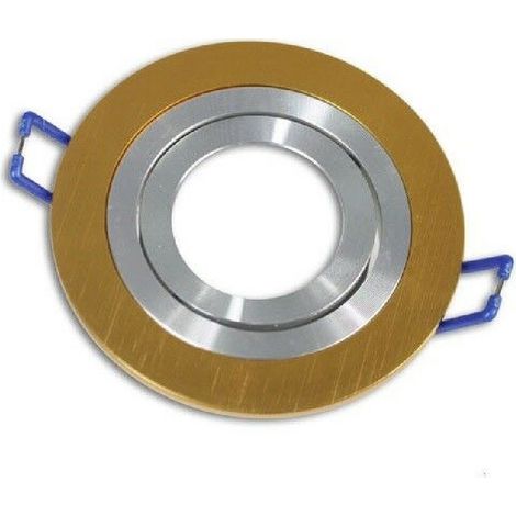 TrAdE Shop Traesio - Porta Faretto Da Incasso Per Faretto Rotondo Acciaio Orientabile Portalampada P2 - Oro