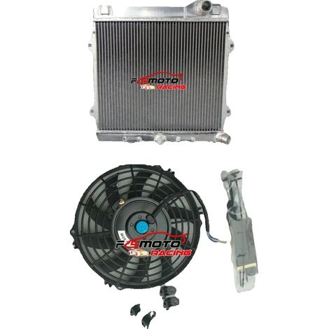 Radiador de aluminio, tamaño del núcleo 372 mm x 428 mm x 52 mm, tamaño total 505 mm x 501 mm x 100 mm, entrada/salida 35 mm/35 mm, compatible con motor 2.3L I4, diseño de 3 filas (1/5)
